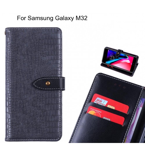 Samsung Galaxy M32 case croco pattern leather wallet case