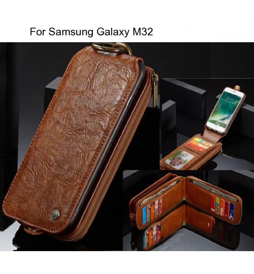 Samsung Galaxy M32 case premium leather multi cards case