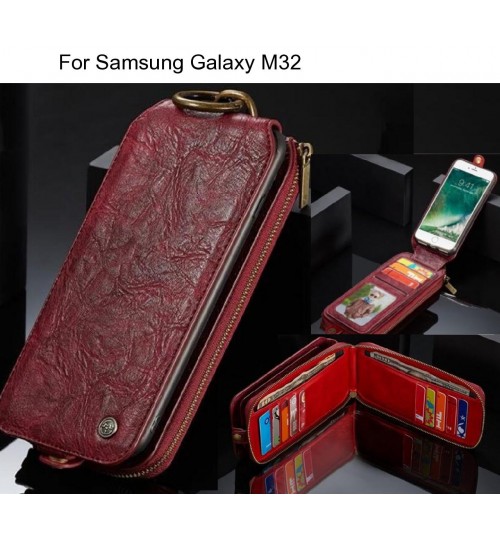 Samsung Galaxy M32 case premium leather multi cards case