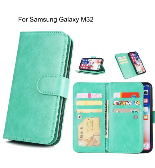 Samsung Galaxy M32 Case triple wallet leather case 9 card slots