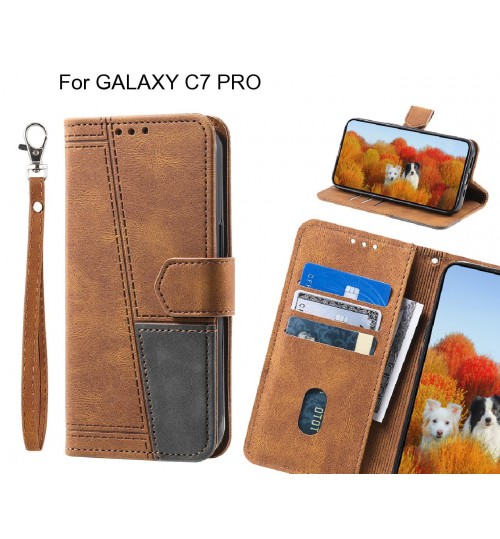 GALAXY C7 PRO Case Wallet Premium Denim Leather Cover
