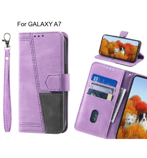 GALAXY A7 Case Wallet Premium Denim Leather Cover