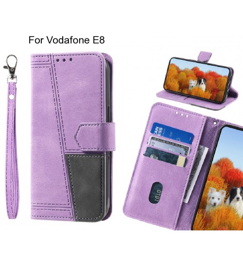 Vodafone E8 Case Wallet Premium Denim Leather Cover - Purple