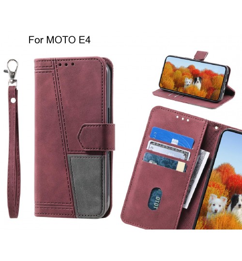 MOTO E4 Case Wallet Premium Denim Leather Cover