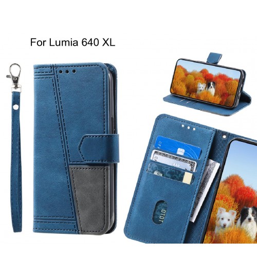 Lumia 640 XL Case Wallet Premium Denim Leather Cover