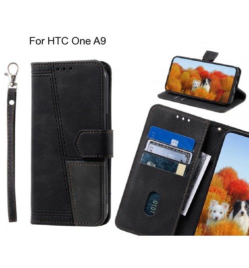 HTC One A9 Case Wallet Premium Denim Leather Cover