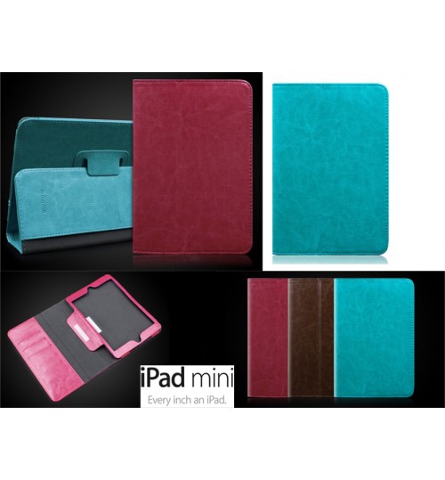 Ipad mini luxury fine leather wallet case cover