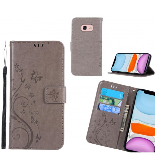 Galaxy A3 2017 Case Embossed Butterfly Wallet Leather Cover