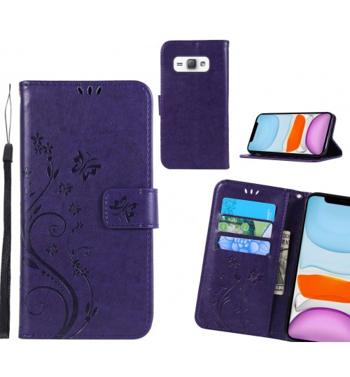 GALAXY J1 2016 Case Embossed Butterfly Wallet Leather Cover