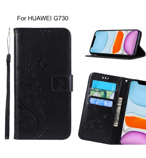 HUAWEI G730 Case Embossed Butterfly Wallet Leather Cover