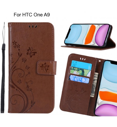 HTC One A9 Case Embossed Butterfly Wallet Leather Cover
