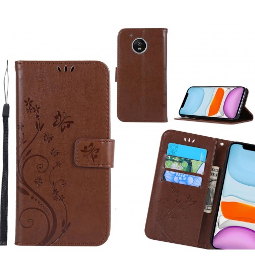 Moto G5S Case Embossed Butterfly Wallet Leather Cover