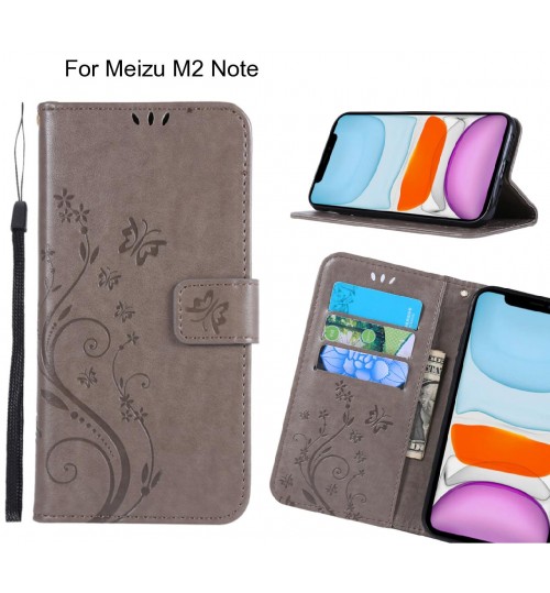 Meizu M2 Note Case Embossed Butterfly Wallet Leather Cover