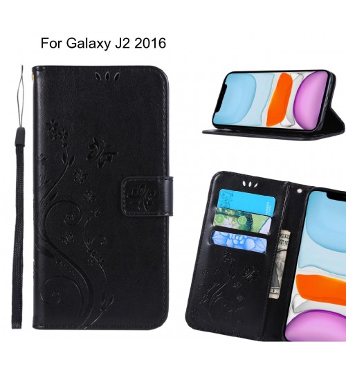 Galaxy J2 2016 Case Embossed Butterfly Wallet Leather Cover