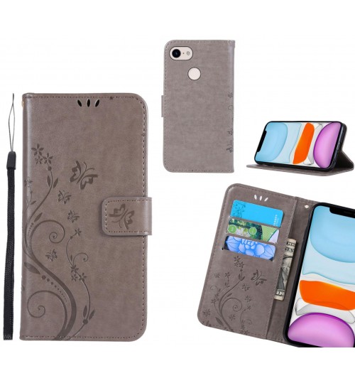 Google Pixel 3 Case Embossed Butterfly Wallet Leather Cover