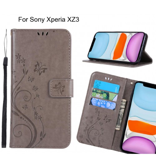 Sony Xperia XZ3 Case Embossed Butterfly Wallet Leather Cover