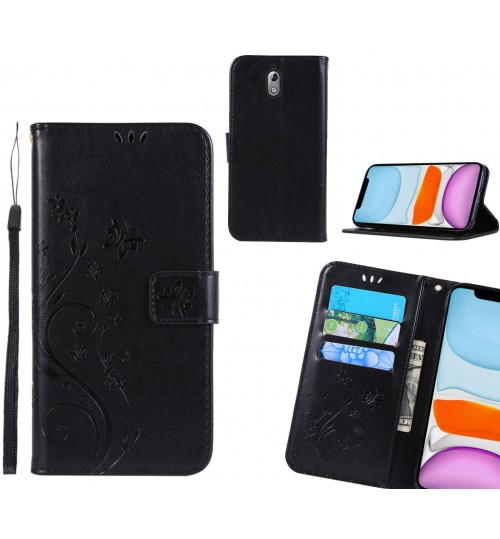 Nokia 3.1 Case Embossed Butterfly Wallet Leather Cover