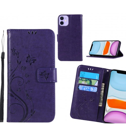 iPhone 12 Mini Case Embossed Butterfly Wallet Leather Cover