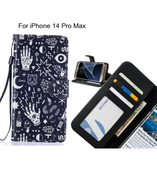 iPhone 14 Pro Max case 3 card leather wallet case printed ID