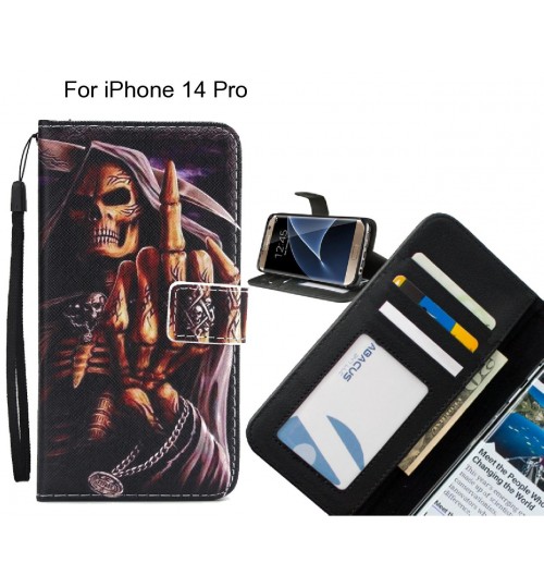 iPhone 14 Pro case 3 card leather wallet case printed ID