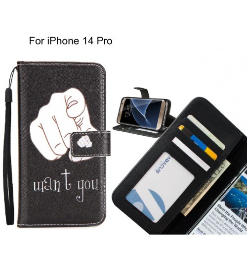 iPhone 14 Pro case 3 card leather wallet case printed ID