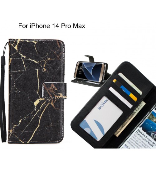 iPhone 14 Pro Max case 3 card leather wallet case printed ID