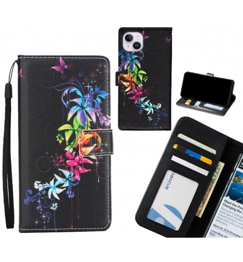 iPhone 14 Plus case 3 card leather wallet case printed ID