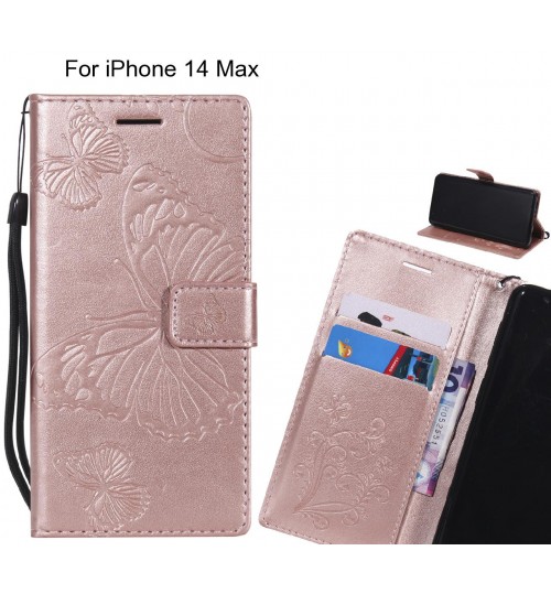 iPhone 14 Plus case Embossed Butterfly Wallet Leather Case