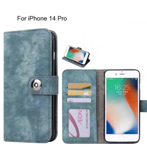 iPhone 14 Pro case retro leather wallet case