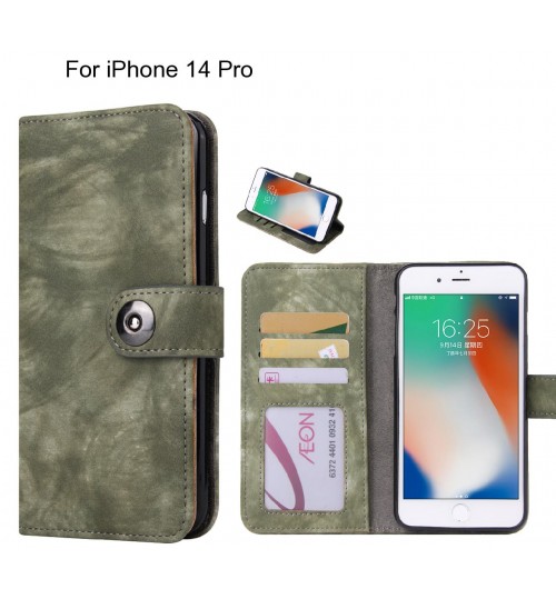 iPhone 14 Pro case retro leather wallet case