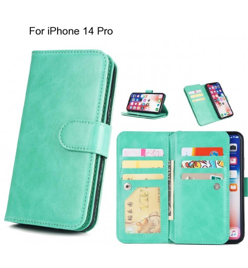 iPhone 14 Pro Case triple wallet leather case 9 card slots