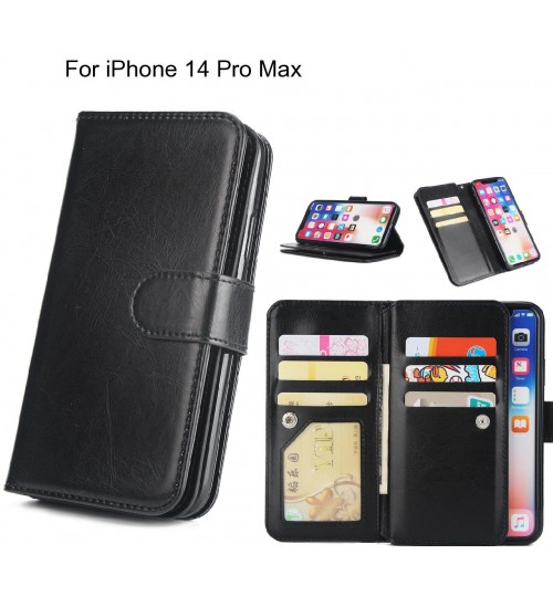 iPhone 14 Pro Max Case triple wallet leather case 9 card slots