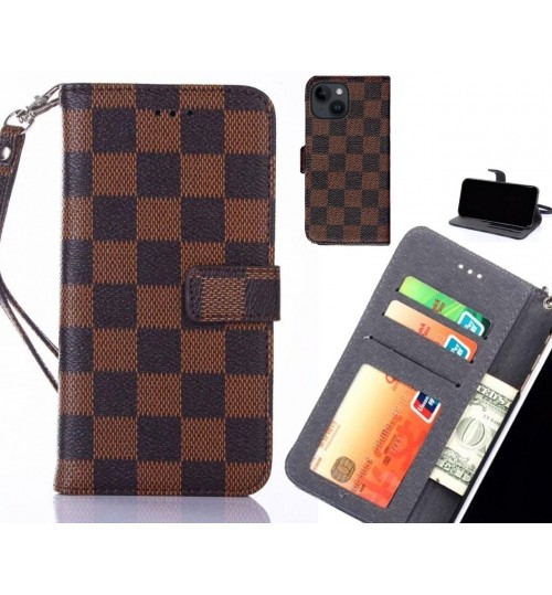 iPhone 14 Case Grid Wallet Leather Case