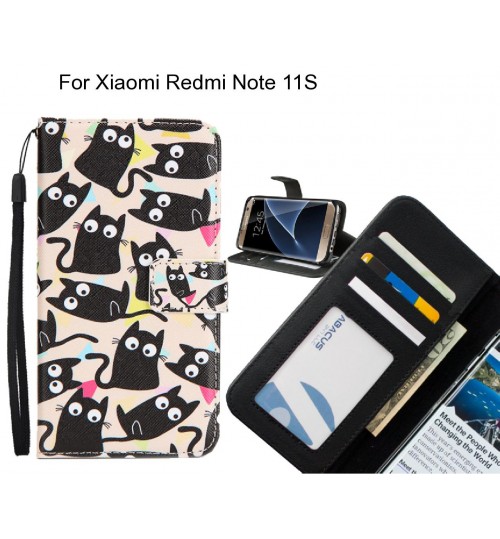 Xiaomi Redmi Note 11S case 3 card leather wallet case printed ID