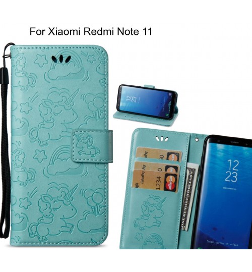 Xiaomi Redmi Note 11  Case Leather Wallet case embossed unicon pattern