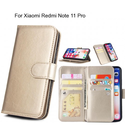 Xiaomi Redmi Note 11 Pro Case triple wallet leather case 9 card slots