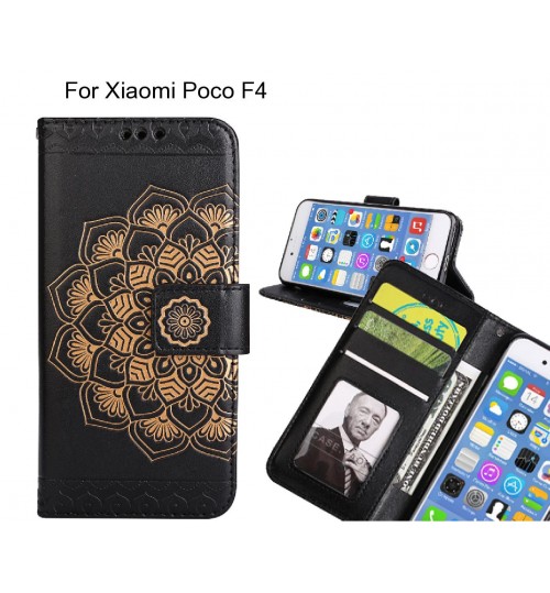 Xiaomi Poco F4 Case mandala embossed leather wallet case