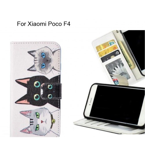 Xiaomi Poco F4 case 3 card leather wallet case printed ID