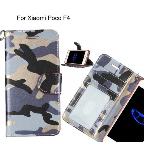 Xiaomi Poco F4 case camouflage leather wallet case cover