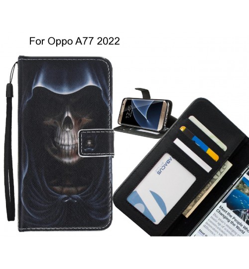 Oppo A77 2022 case 3 card leather wallet case printed ID