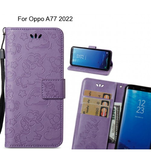 Oppo A77 2022  Case Leather Wallet case embossed unicon pattern