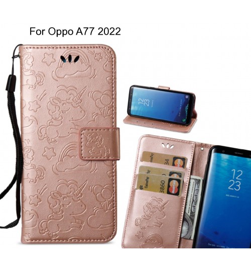 Oppo A77 2022  Case Leather Wallet case embossed unicon pattern