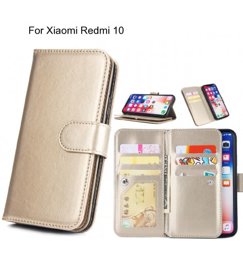 Xiaomi Redmi 10 Case triple wallet leather case 9 card slots