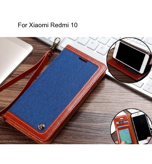 Xiaomi Redmi 10 Case Wallet Denim Leather Case