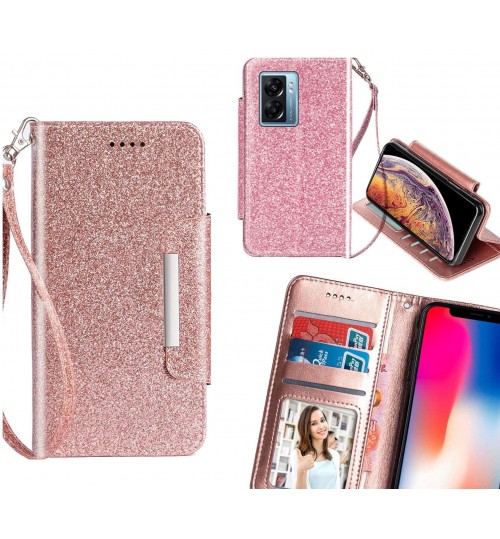 Oppo A77 2022 Case Glitter wallet Case ID wide Magnetic Closure