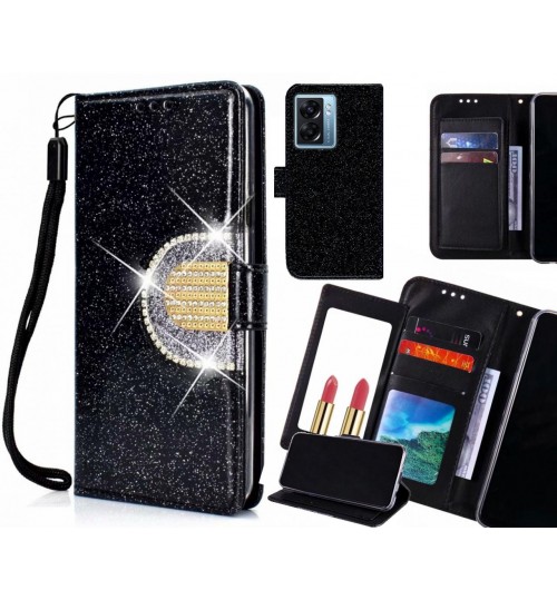 Oppo A77 2022 Case Glaring Wallet Leather Case With Mirror