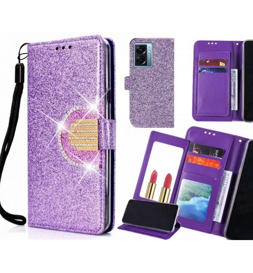 Oppo A77 2022 Case Glaring Wallet Leather Case With Mirror