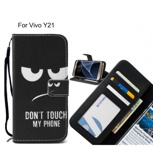 Vivo Y21 case 3 card leather wallet case printed ID