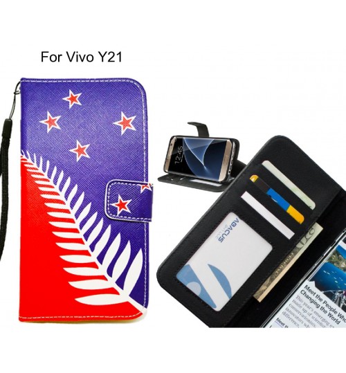 Vivo Y21 case 3 card leather wallet case printed ID