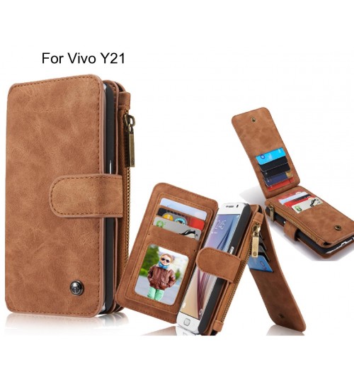 Vivo Y21 Case Retro leather case multi cards